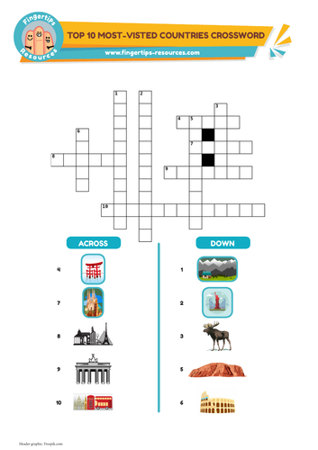 Top 10 Most-Visited Countries Crossword