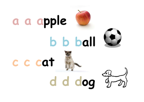 Phonics a, b, c, d Writing