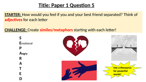 Paper 1 Question 5 Creative Writing Lesson