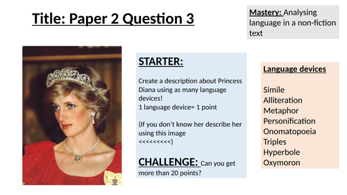 Language analysis lesson-Princess Diana