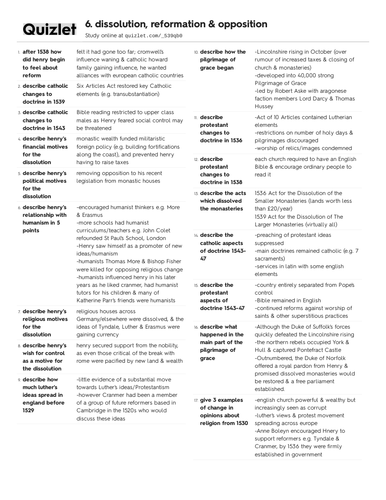 AQA A-Level History Henry VIII flashcards - all | Teaching Resources