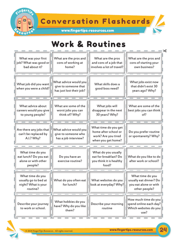 Work & Routines - Conversation Flashcards