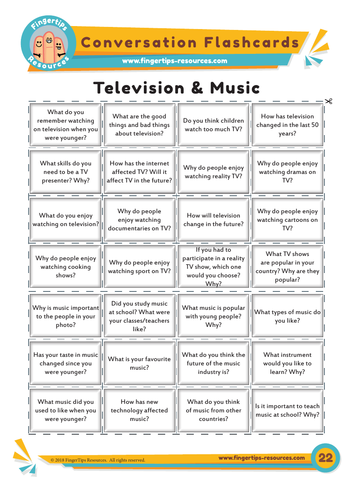 Television & Music - Conversation Flashcards