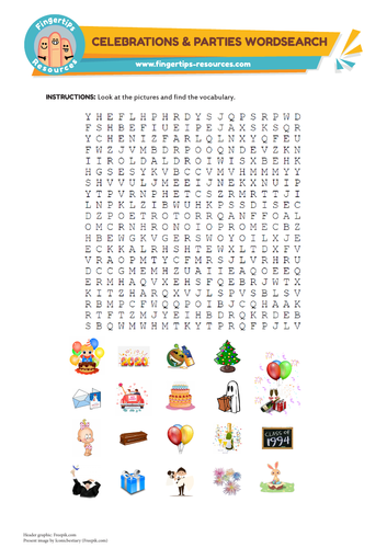 Celebrations & Parties Vocab Word Search