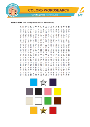 Colors Vocabulary Word Search