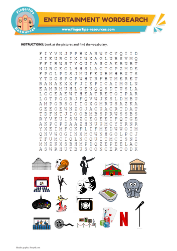 Entertainment Vocabulary Word Search