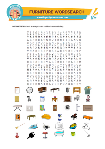 Furniture Vocabulary Word Search