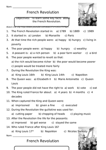 KS3 - French Revolution- 14 Lessons- SOW | Teaching Resources