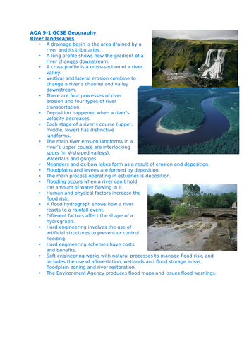 AQA river knowledge organiser