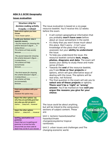 AQA issue evaluation knowledge organiser