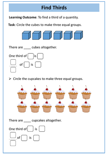 AQA Entry Level 2 Maths Ratio Fractions Thirds Quarters 