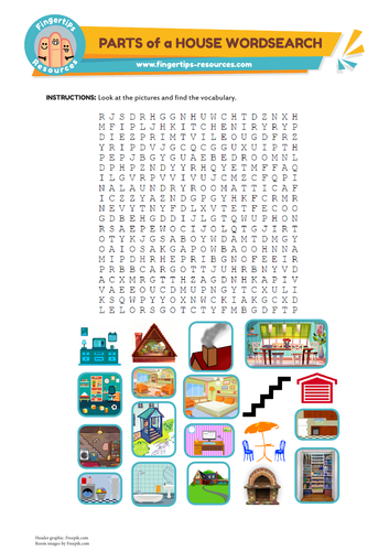 Rooms of a House Vocabulary Word Search