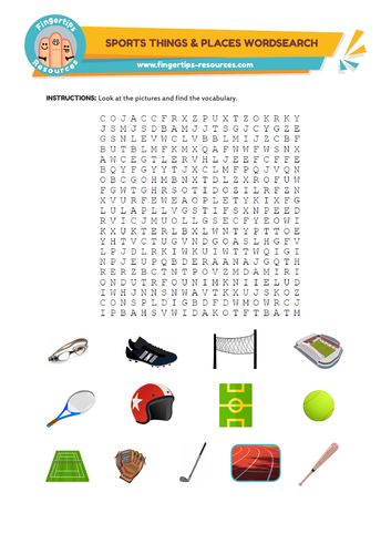 Sports Equipment & Venues Vocab Word Search