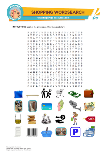 Shopping Vocabulary Word Search