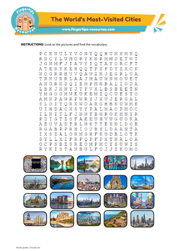 World’s Most-Visited Cities Word Search