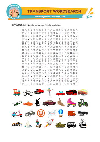 Transport Vocabulary Word Search