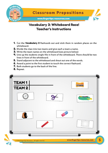 Classroom Vocabulary Whiteboard Race Game