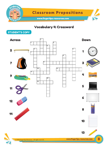Classroom Vocabulary Crossword