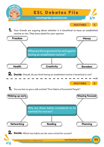 Routines & Habits - Debate Activity