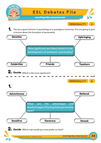 Personality & Character - Debate Activity