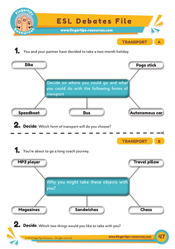 Transport - Debate Activity