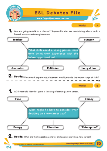 Work & Jobs - Debate Activity