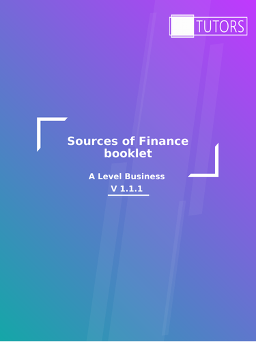 Sources of Finance Activity: A Level Business, GCSE Business