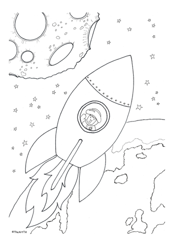 Space rocket colouring sheet | Teaching Resources