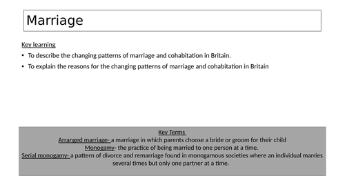 Sociology of the Family- Marriage