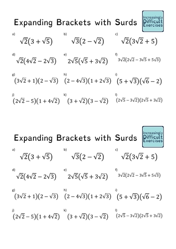 Increasingly Difficult Questions - Expanding Brackets with Surds ...