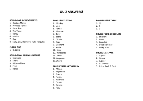 Kids Quiz | Teaching Resources