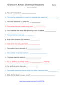 Science in Action Chemical Reactions Video Questions | Teaching Resources