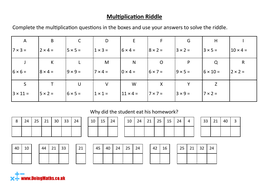 multiplication riddle ks2 maths worksheet teaching