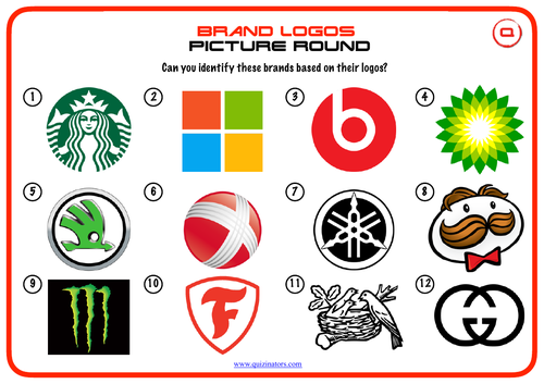 Pub Quiz style: Picture Round, name the logos | Teaching Resources