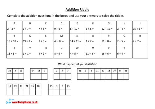 Addition Riddles - KS2 Maths Worksheets | Teaching Resources