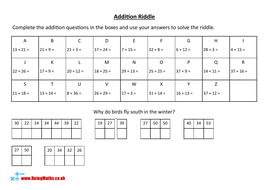 Addition Riddle - KS2 Maths Worksheets | Teaching Resources