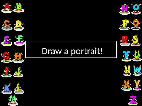 Alphabet  powerpoint game. Draw a funny man.
