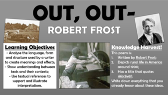 Out, Out- Robert Frost - Double Lesson! | Teaching Resources