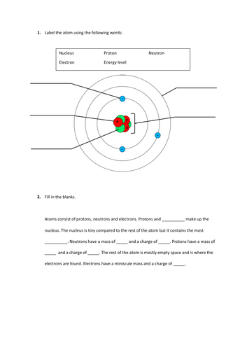 Atomic Structure Slides and Worksheet (GCSE Physics AQA) | Teaching ...