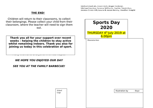 Sports Day Programme