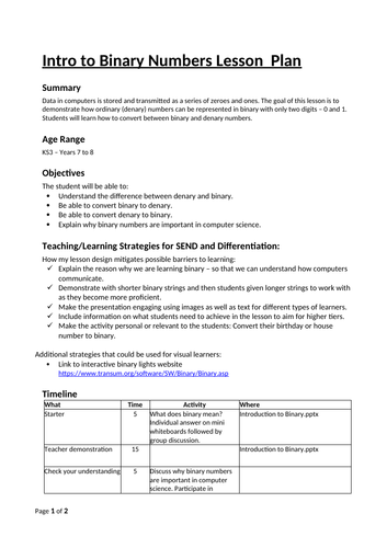 Introduction to Binary | Teaching Resources