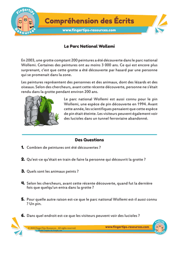 Le Parc National Wollemi - Compréhension des Écrits