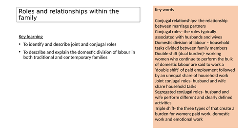 Roles and relationships- Sociology
