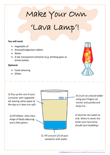 homemade lava lamp science project hypothesis