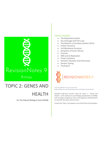 A Level Biology - Edexcel Topic 2 Notes | Teaching Resources
