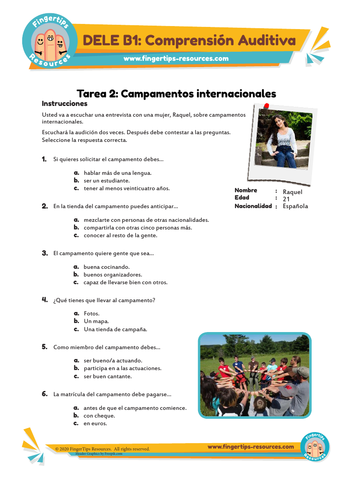 20 x Tareas de DELE B1 Comprensión Auditiva | Teaching Resources