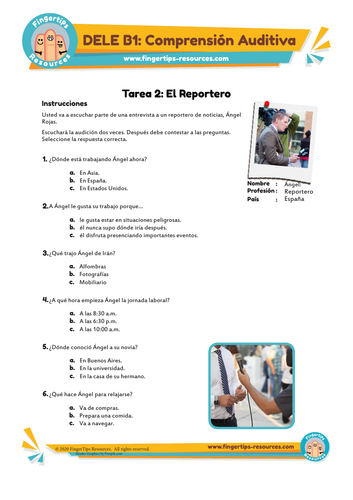 5 x Tarea 2 - DELE B1 Comprensión Auditiva | Teaching Resources
