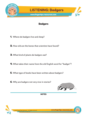 Badgers - ESL Listening Activity