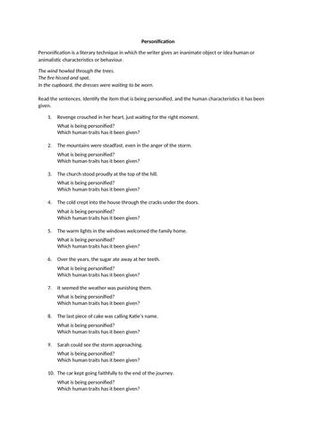 20-personification-worksheets-with-answers