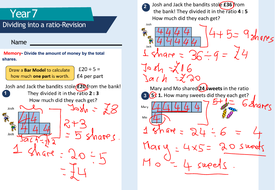 Ratio. Dividing into a ratio. | Teaching Resources